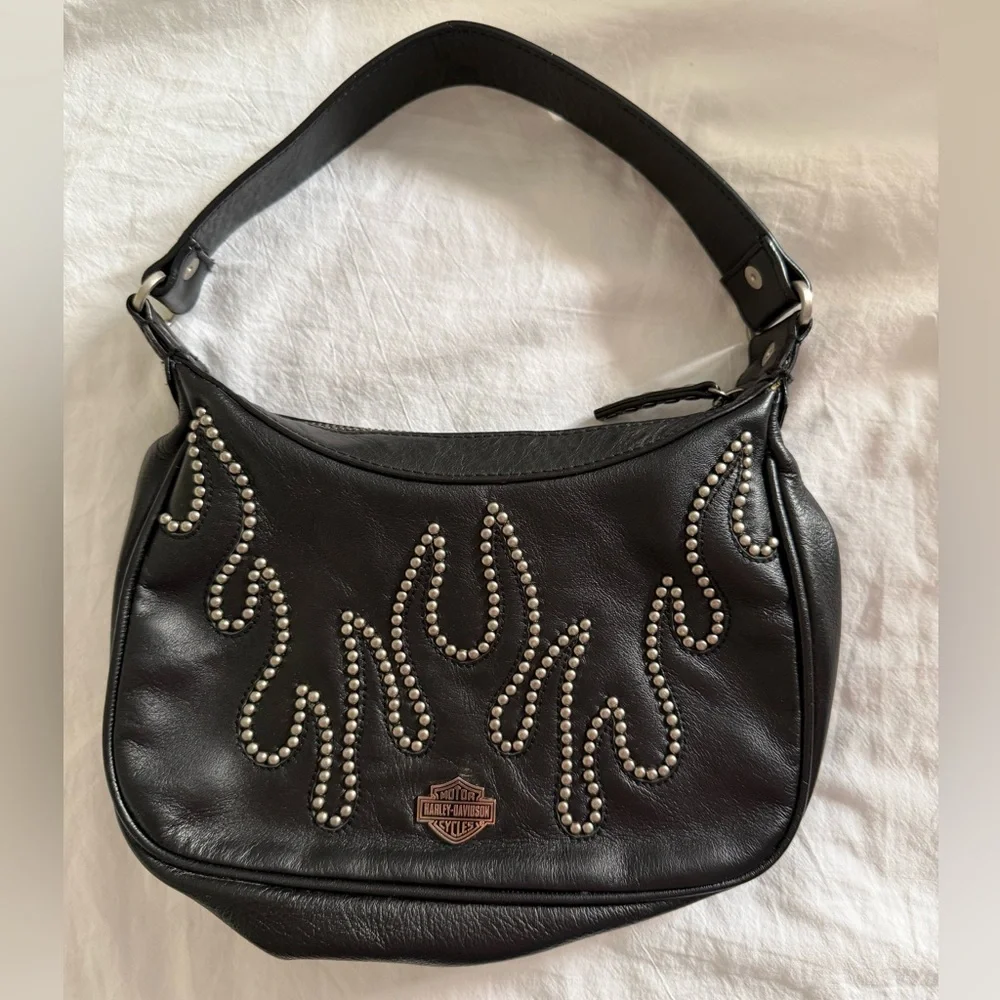 HARLEY-DAVIDSON Vintage Y2K Black Studded Women's Bag - Picture 1 of 10